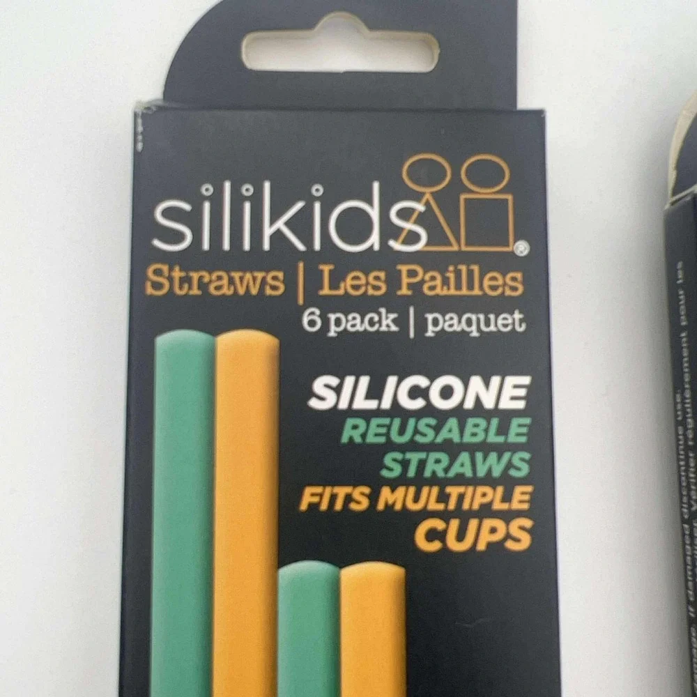 SiliKids Reusable Silicone‎ Straws 6 Pack BPA Free Dishwasher Safe 2-Pack NWT